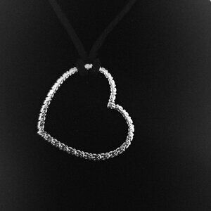 Authentic Tous Long Hold 90 cm Heart Necklace in Silver Pendant 3.2 cm S925